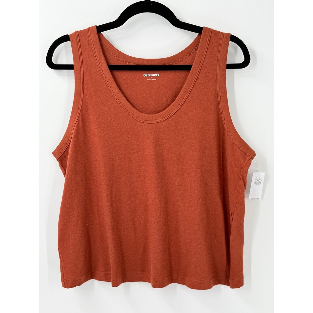 NWT Old Navy Tank Top Women L Fall Burnt Orange Layering autumn Scoop Neck